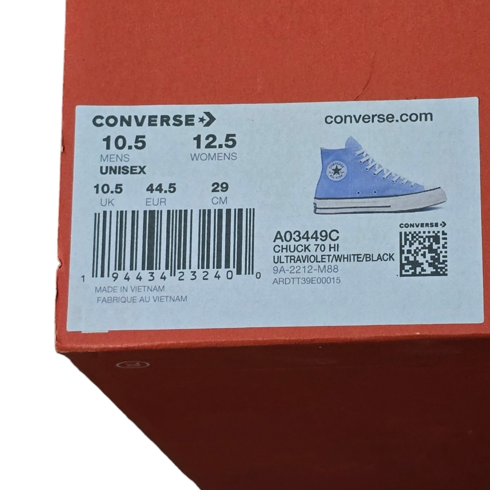 NWB CONVERSE CHUCK 70 HI - ULTRAVIOLET Unisex Sz M 10.5 W 12.5 - Picture 7 of 8